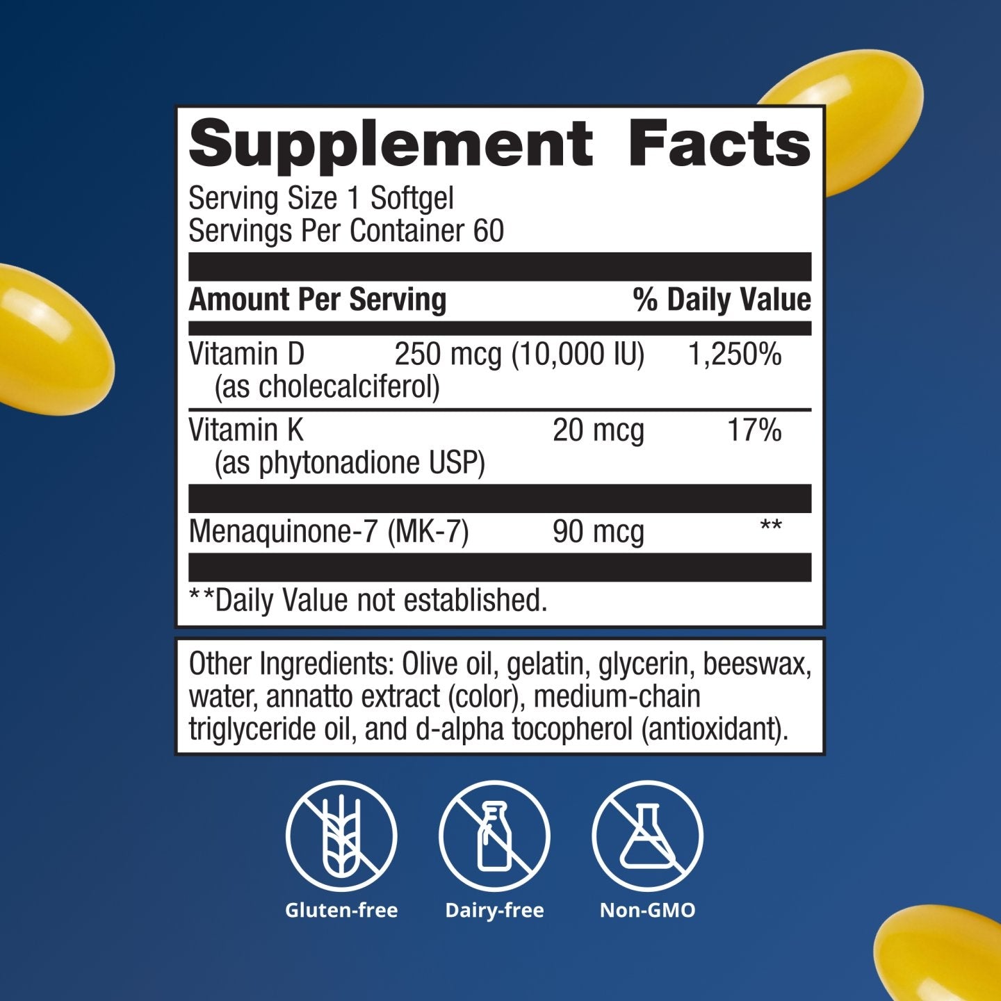 Vitamin D3 10,000 + K, 60 Softgels